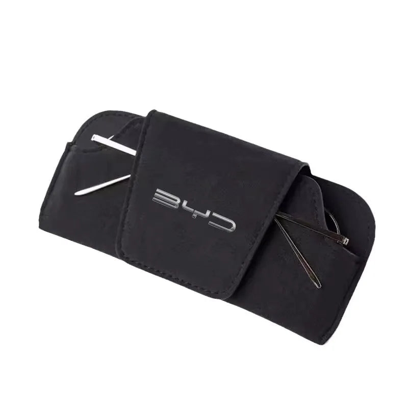 Textured surface on black glasses case