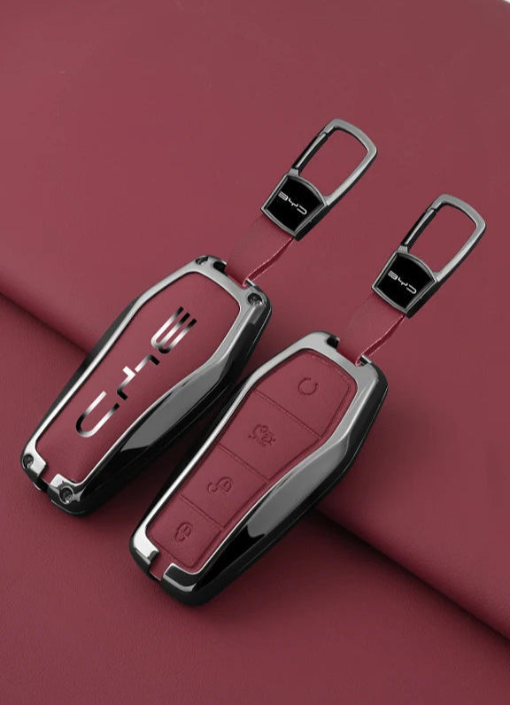 BYD remote key cover in elegant maroon