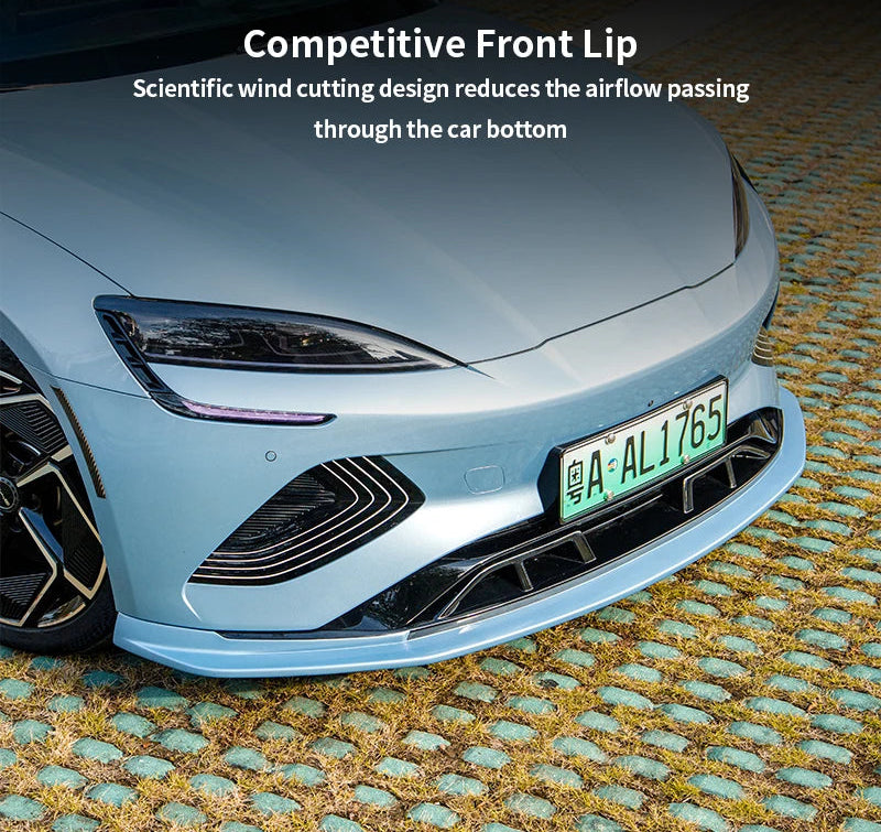 Front lip side skirt rear diffuser with carbon fiber look