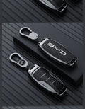 Black key case with sleek leather-metal design