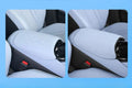 Light blue Arm Rest Cover showing before and after protection results on car interior