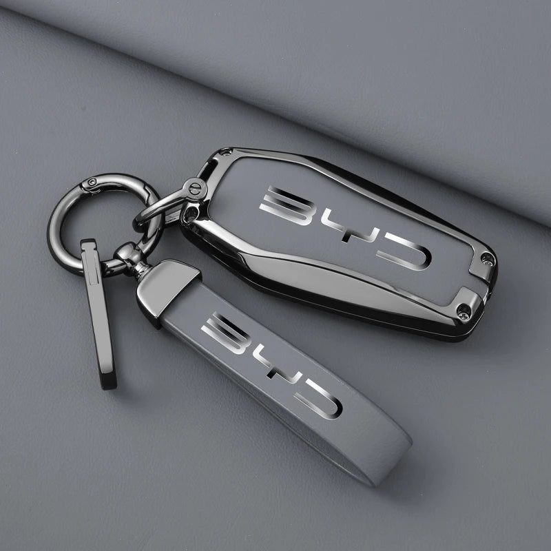 grey leather key case for BYD cars