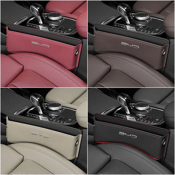 Set of four car seat organizers in different colors