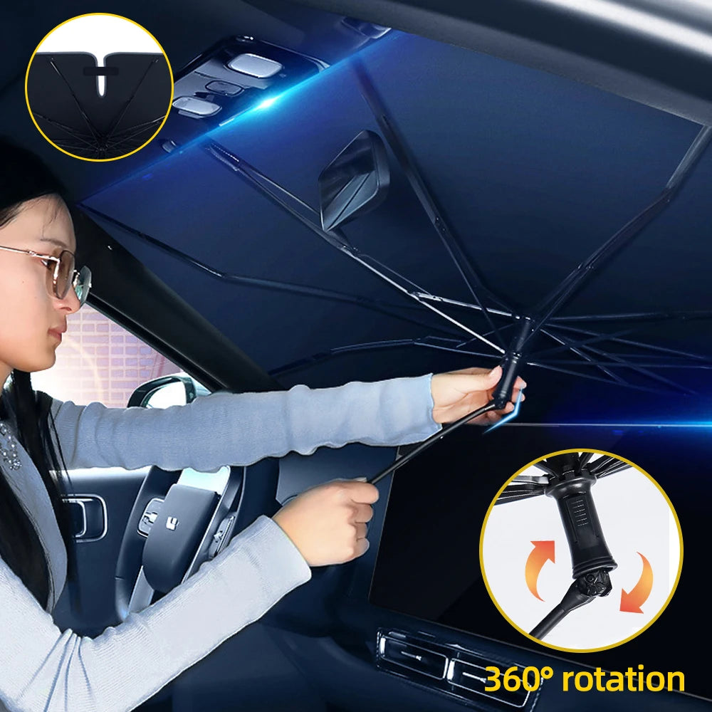Black Shade Protector with 360° Rotation for Car Windshield